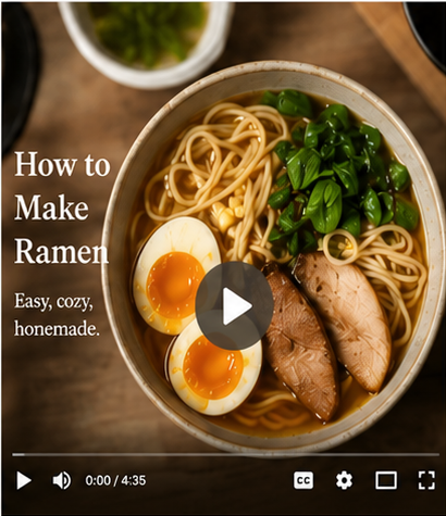 Screenshot from Gerald's ramen cooking video
