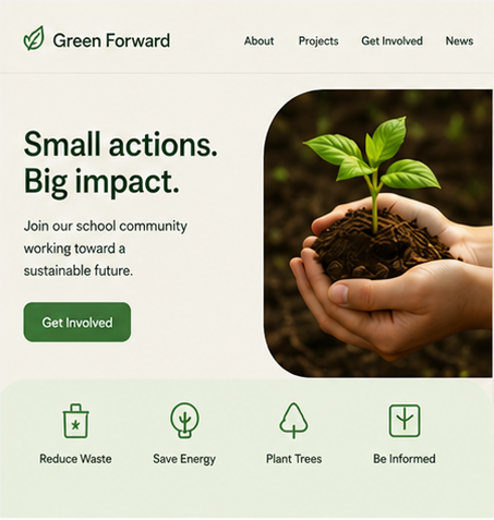 Screenshot of Millie's school climate club website